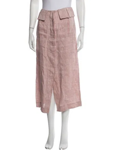 Pre-owned Matthew Bruch Linen Midi Length Skirt In Pink