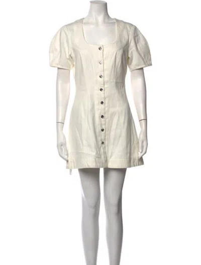 Pre-owned Matthew Bruch Square Neckline Mini Dress In Neutrals