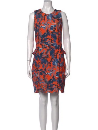 Pre-owned Matthew Williamson Floral Print Mini Dress In Orange