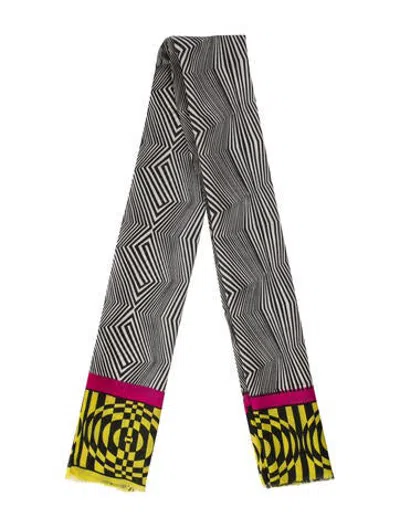 Pre-owned Matthew Williamson Silk Graphic Print Scarf In Black