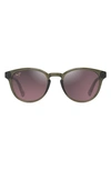 Maui Jim Hiehie 50mm Gradient Polarizedplus2® Small Round Sunglasses In Shiny Trans Green
