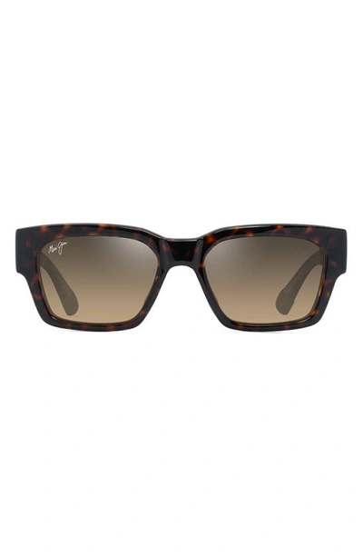 Maui Jim Men's Kenui Nylon Rectangle Sunglasses In Shiny Dark Havana/yellow