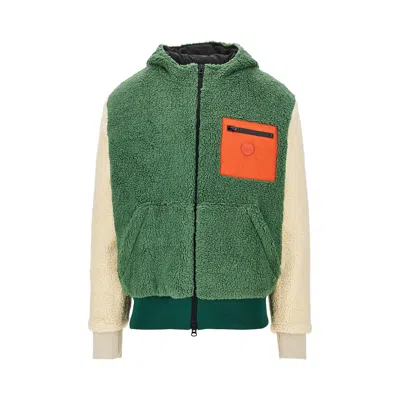 Mauna Kea Color Block Sherpa Blouson Jacket In Green