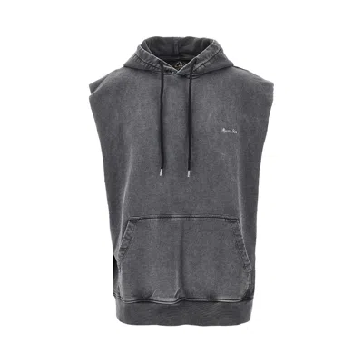 Mauna Kea Sleeveless Hoodie Made From Cotton French Terry With Stone-washed Treatment, Enriched With In Black