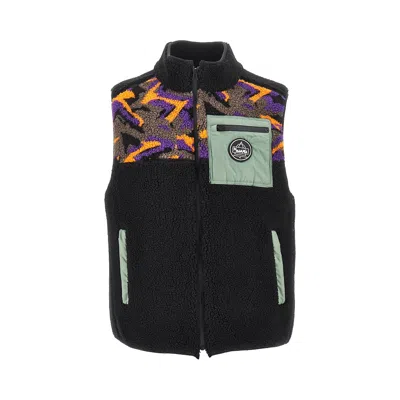 Mauna Kea Vest Made From Sherpa Fleece With Color Block Motif, Enriched With Nylon Chest Patch Pocke In Multicolor