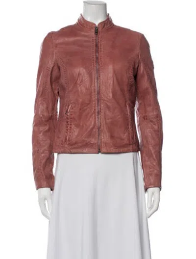 Pre-owned Mauritius Lamb Leather Biker Jacket W/ Tags In Pink