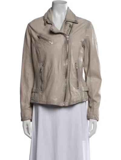 Pre-owned Mauritius Lamb Leather Coat W/ Tags In Neutrals