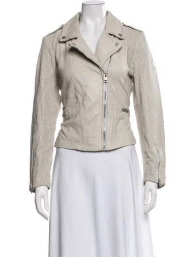 Pre-owned Mauritius Leather Biker Jacket In Neutrals