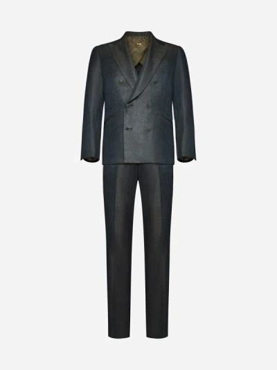 Maurizio Miri Double-breasted Wool Suit In Green