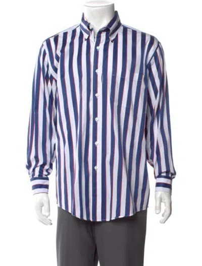 Pre-owned Maus & Hoffman Striped Long Sleeve Dress Shirt In Blue