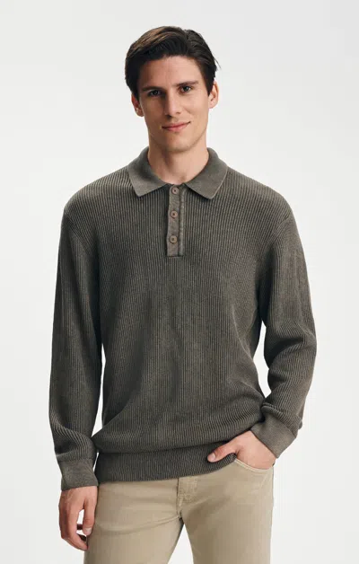 Mavi Acid Wash Polo Sweater In Dark Earth In Green