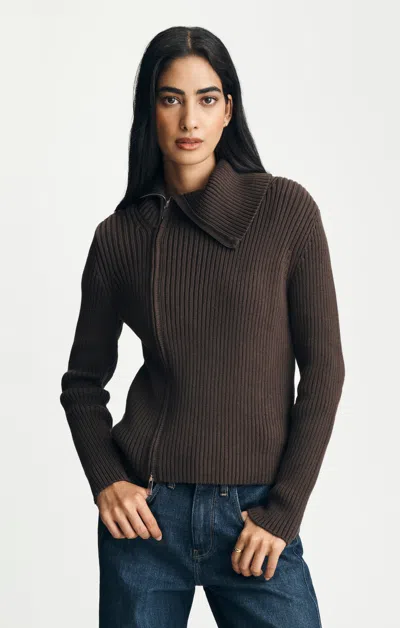 Mavi Full Zip Cardigan Sweater In Chocolate Torte In Brown
