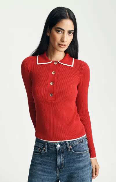 Mavi Half Button Sweater In Savvy Red