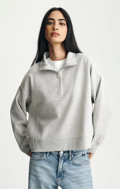 Mavi Half Zip Sweatshirt In Mid Grey Melange In Gray