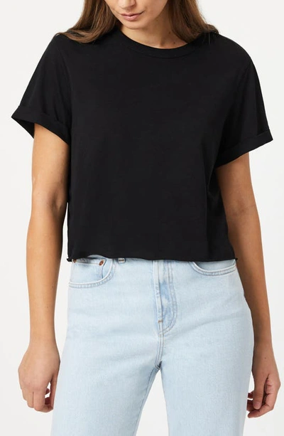 Mavi Jeans Raw Hem Crop T-shirt In Black