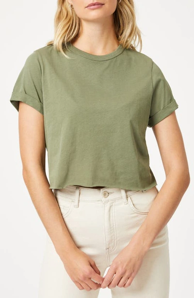 Mavi Jeans Raw Hem Crop T-shirt In Deep Lichen Green