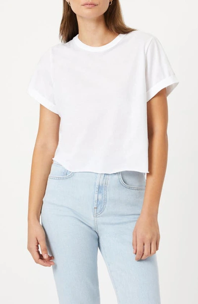 Mavi Jeans Raw Hem Crop T-shirt In White