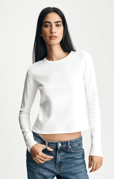Mavi Long Sleeve Crew Neck Tee In White Alyssum