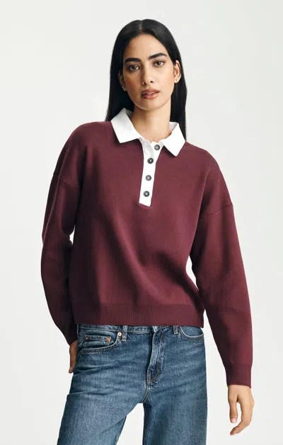 Mavi Polo Neck Sweater In Windsor Wine In Burgundy