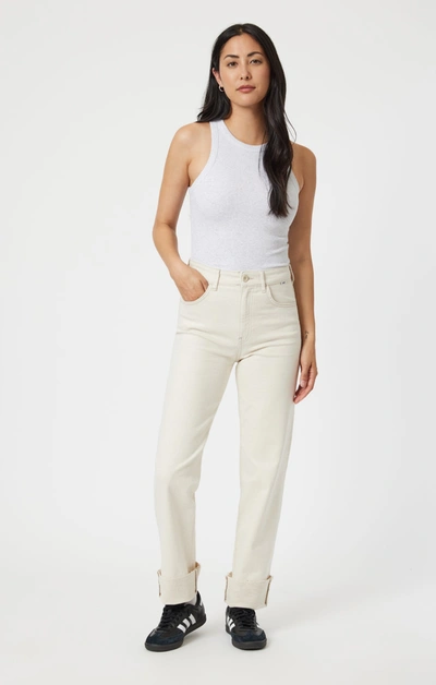 Mavi Savannah Cuffed Straight Leg In Natural Ecru Denim In White