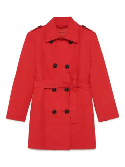 Max & Co Kids' Belted Double-breasted Coat In Red