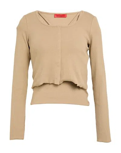 Max & Co . Bettina Woman Twin Set Sand Size Xl Cotton, Elastane In Gray