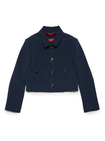 Max & Co Kids' Spread-collar Shirt Jacket In Blue