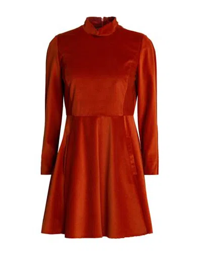 Max & Co . Woman Mini Dress Rust Size 4 Cotton, Elastane In Red