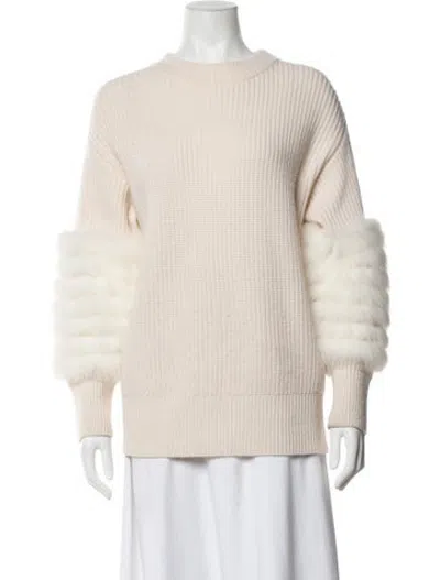Pre-owned Max & Moi Merino Wool Crew Neck Sweater In Neutrals