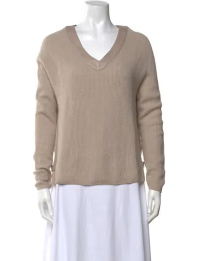 Pre-owned Max & Moi Merino Wool V-neck Sweater In Neutrals