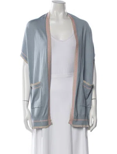 Pre-owned Max & Moi Silk Open Front Sweater In Blue
