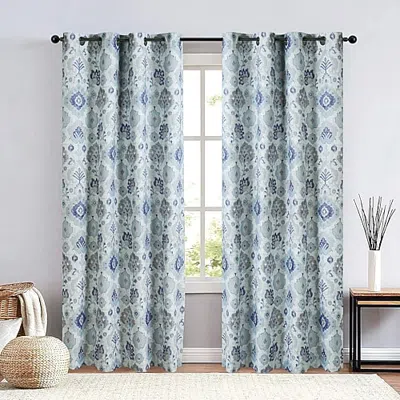 Max Blackout Baylor Print Grommet Top Energy Saving 100% Blackout Single Curtain Panel