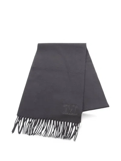Pre-owned Max Mara 2020s Monogram-embroidered Scarf In Black