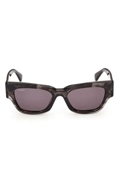 Max Mara 52mm Geometric Sunglasses In Shiny Striped Smoke Smoke Len