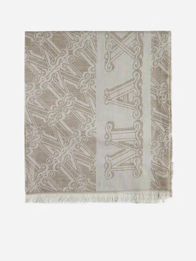 Max Mara Accessori Eleonor Wool, Silk And Linen Stole In Beige
