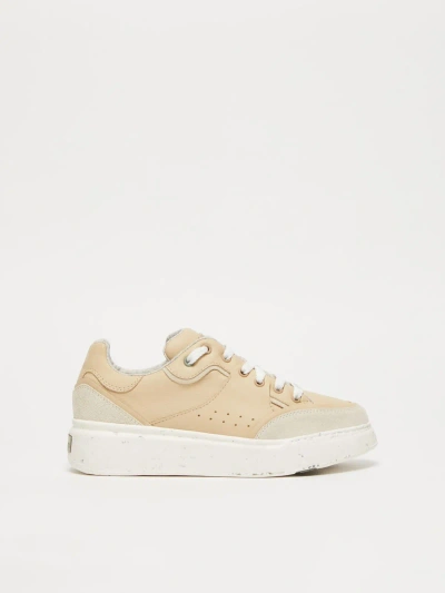 Max Mara Activegreen Trainers In Chrome-free Leather In Beige