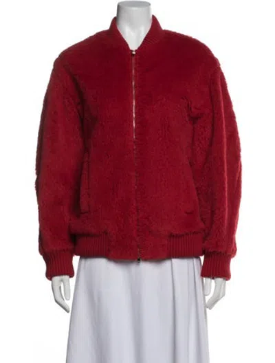 Pre-owned Max Mara Alpaca Bomber Jacket W/ Tags In Red