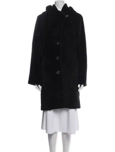 Pre-owned Max Mara Alpaca Fur Coat In Black