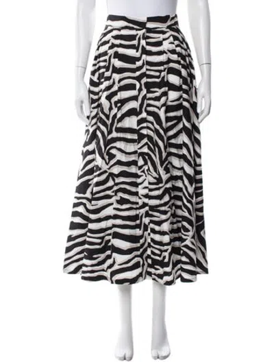 Pre-owned Max Mara Animal Print Midi Length Skirt In White