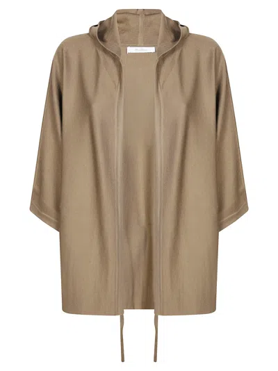 Max Mara Aster Hooded Drawstring Cardigan In Animal Print