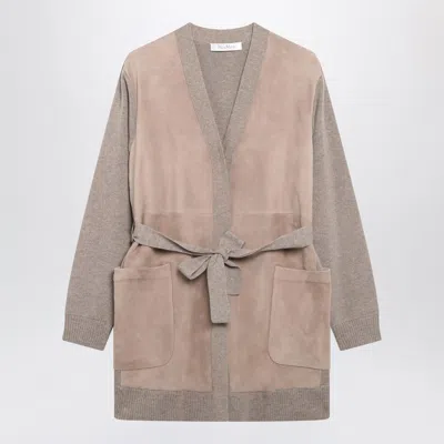 Max Mara Beige Melange Cardigan In Brown
