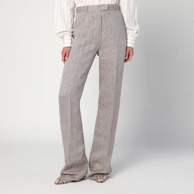 Max Mara Beige Straight Linen Pants