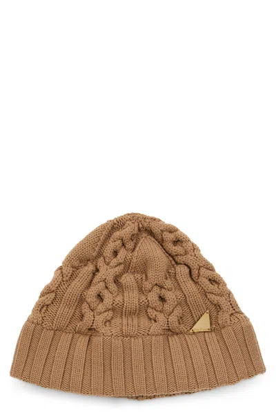 Max Mara Beige Virgin Wool Knitted Hat In Brown