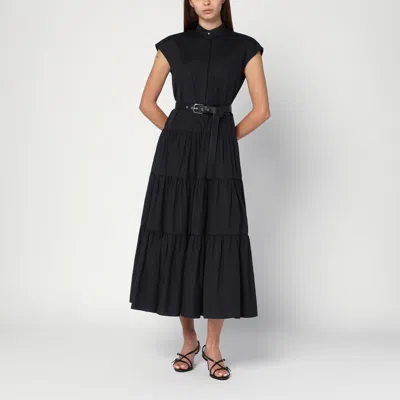 Max Mara Black Cotton Shirt Dress With Ruffles