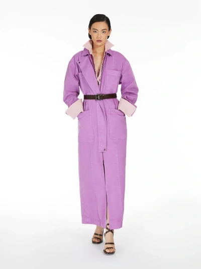 Max Mara Canvas Trench Coat With Belt In Purple