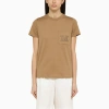 Max Mara Clay-coloured Cotton T-shirt With Logo In Beige