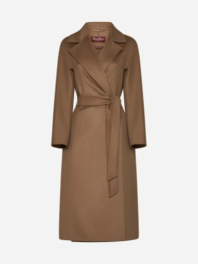 Max Mara Cles Belted Wool-blend Coat In Camel