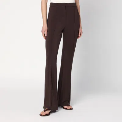 Max Mara Coffee-coloured Viscose Trousers In Optical White