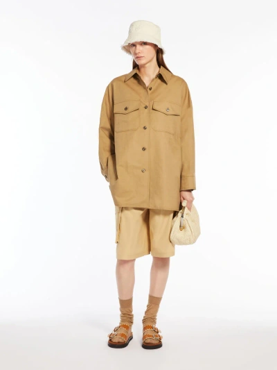 Max Mara Cotton And Linen Basketweave Jacket In Brown