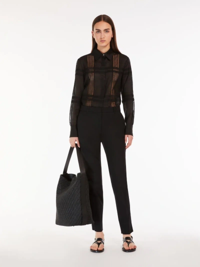 Max Mara Cotton Cigarette Trousers In Black